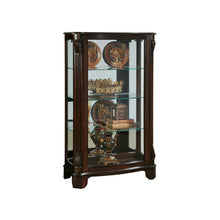Distinguished Carved 3 Shelf Curio Cabinet in Cherry Brown
