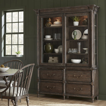 Revival Row Sliding Door Display Cabinet with Storage Drawers