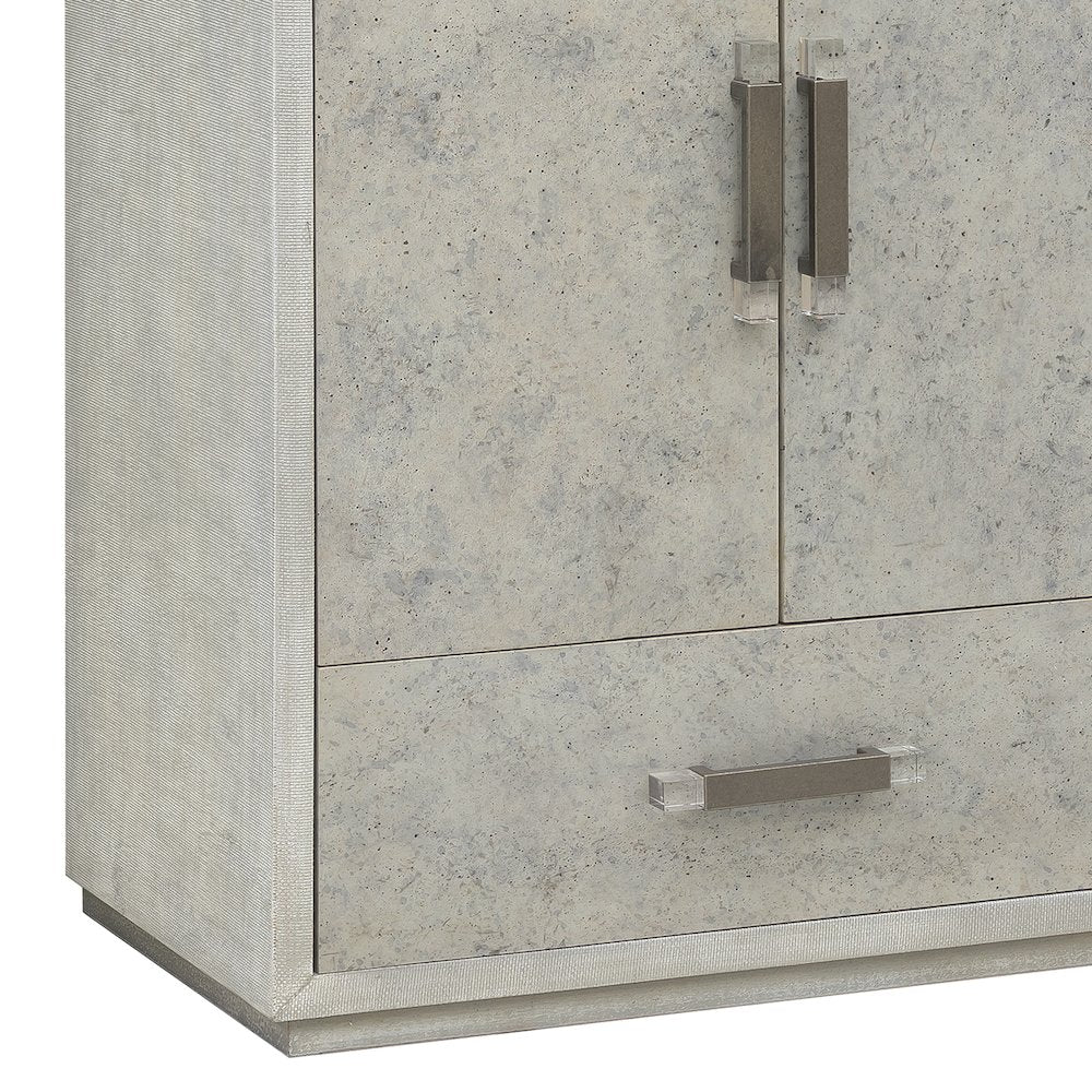 Stone-Textured 5 Drawer Accent Cabinet with Doors