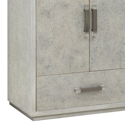 Stone-Textured 5 Drawer Accent Cabinet with Doors