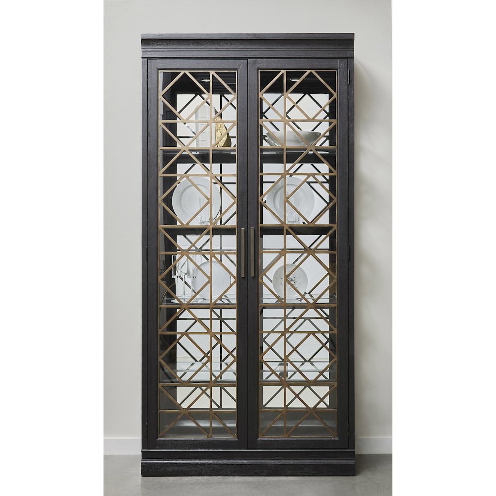 4 Shelf Display Cabinet with Decorative Glass Doors