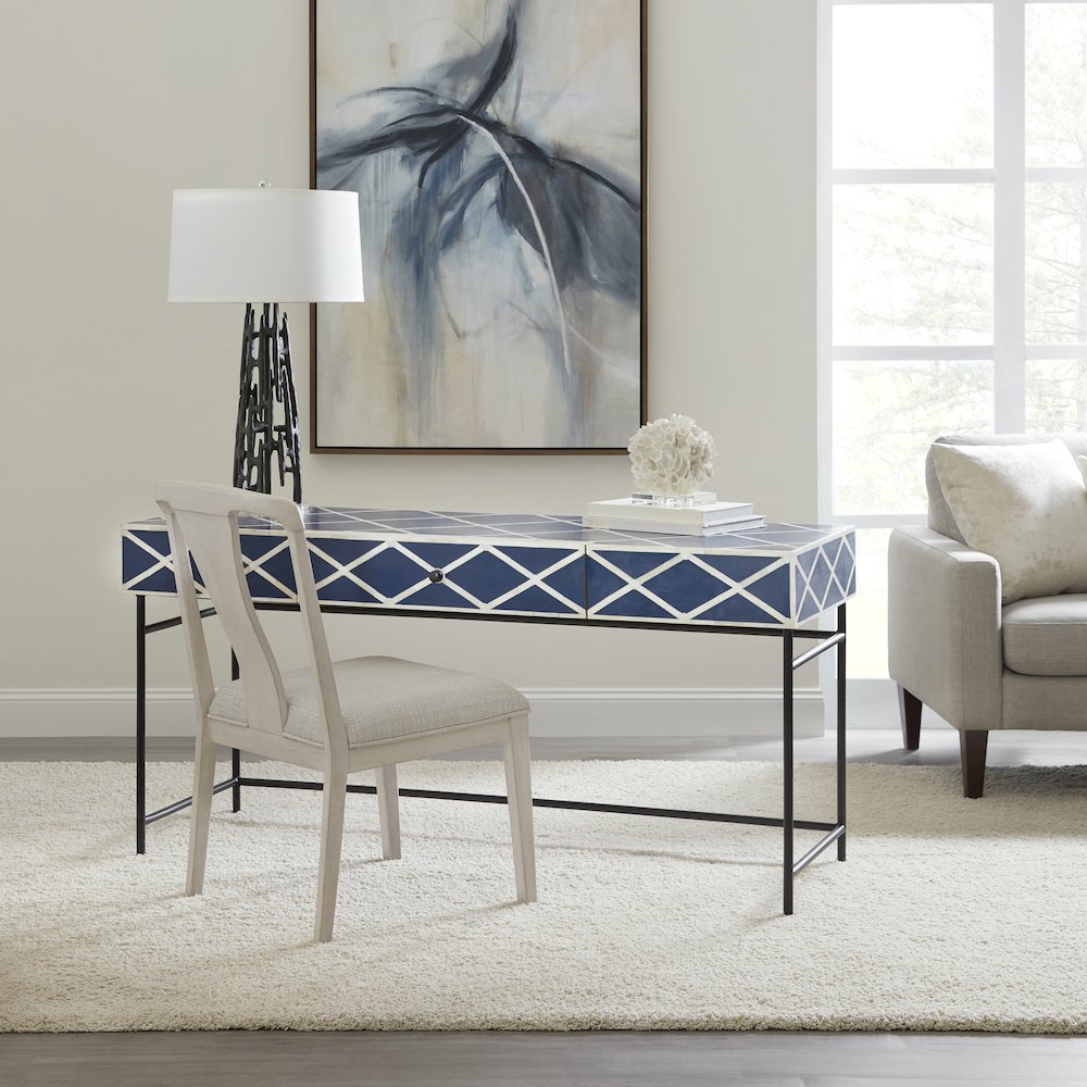 Navy Blue Writing Desk with Storage Drawer