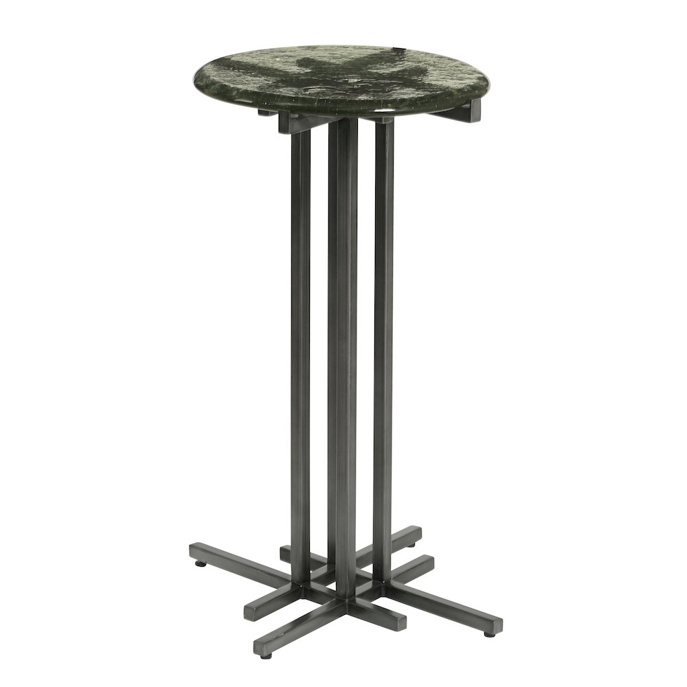 Glass Top Spot Table with Metal Base Pedestal