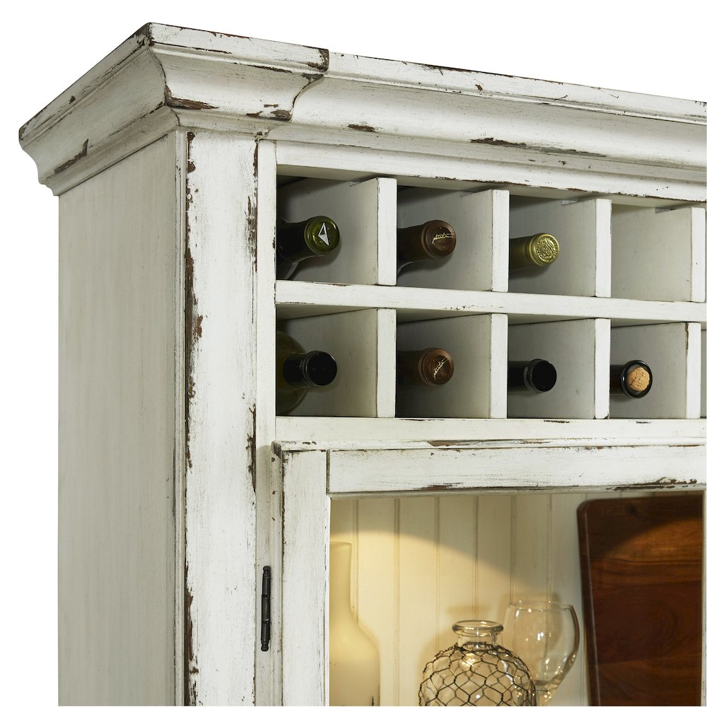 Display Curio Cabinet with Wine Storage in Antique White