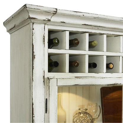 Display Curio Cabinet with Wine Storage in Antique White
