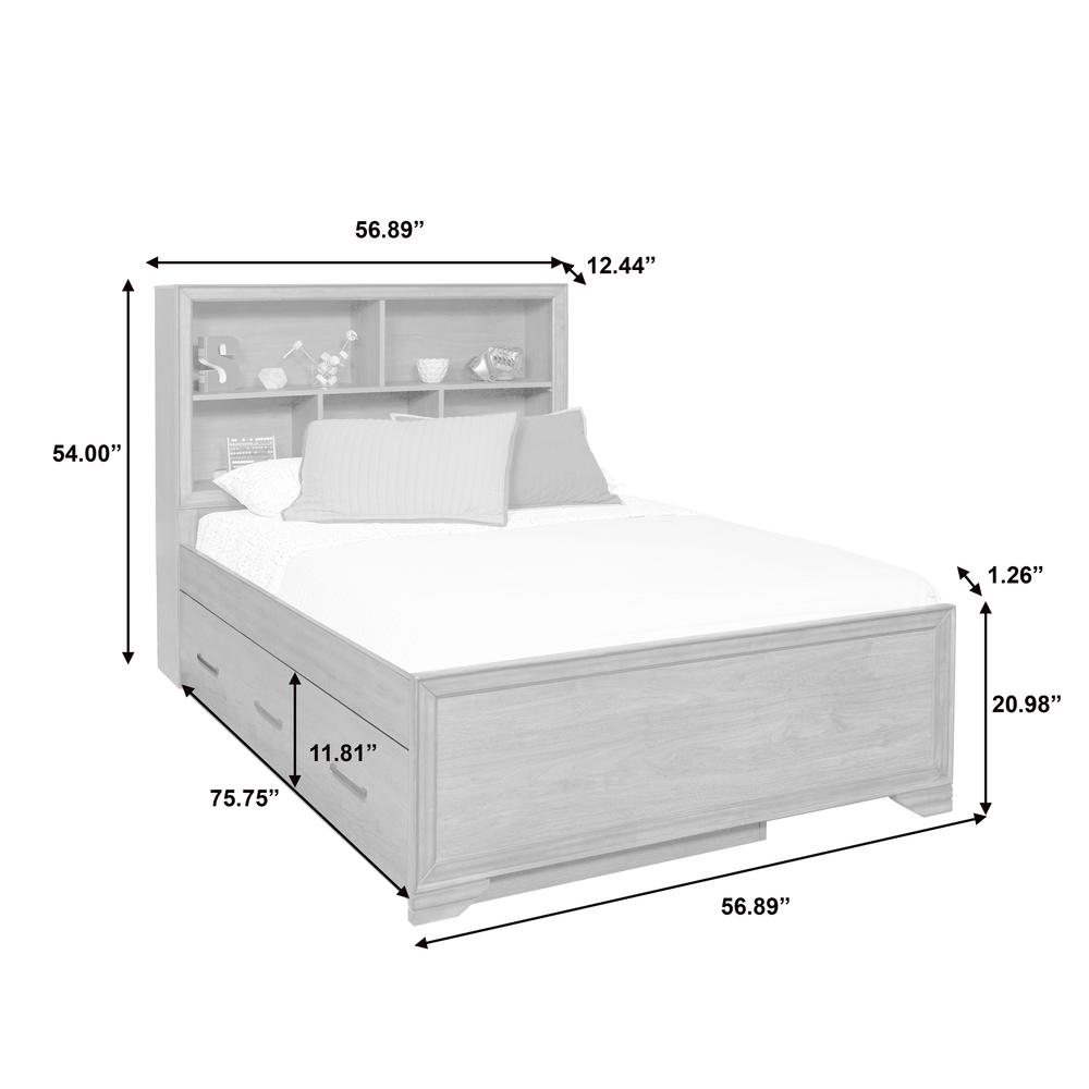 Kids Full Bed Bookcase Headboard in Espresso Brown