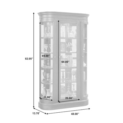 Curved End Display Curio Cabinet with Door in Espresso