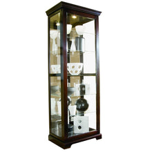 Tall 5 Shelf Curio Cabinet-Sliding Door in Cherry Brown