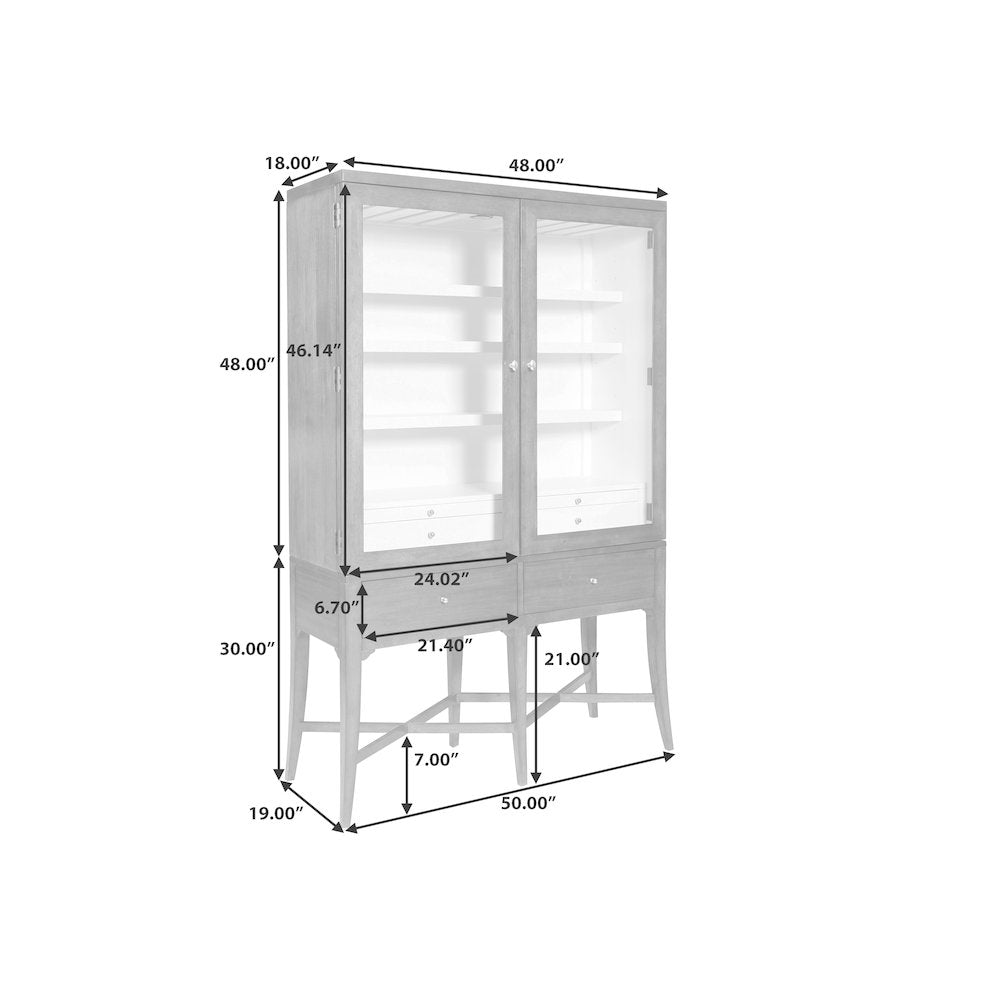 Modern Wood Bar Cabinet with Glass Doors and Storage Drawers