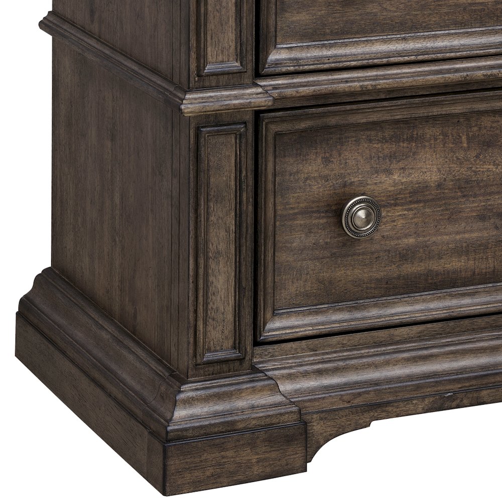 Woodbury Two Drawer Nightstand with USB in Cowboy Boots Brown