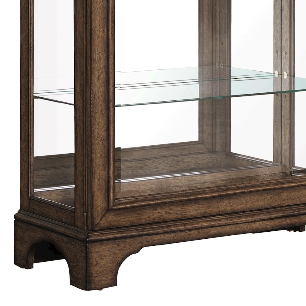 Traditional Sliding Door Curio with Glass Shelves and LED Light