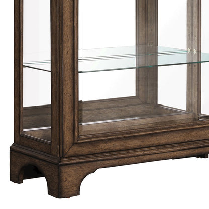 Traditional Sliding Door Curio with Glass Shelves and LED Light