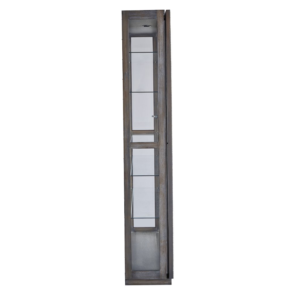 Modern Sliding Door Curio Cabinet, Medium Wood Finish