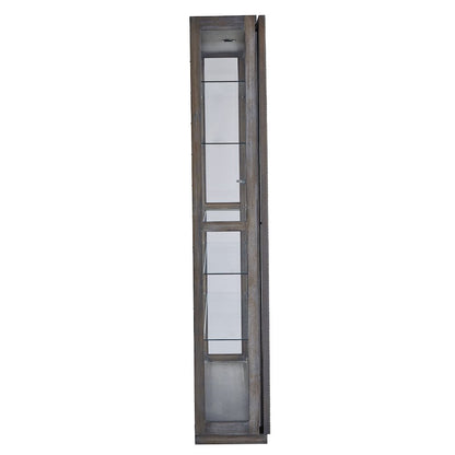 Modern Sliding Door Curio Cabinet, Medium Wood Finish