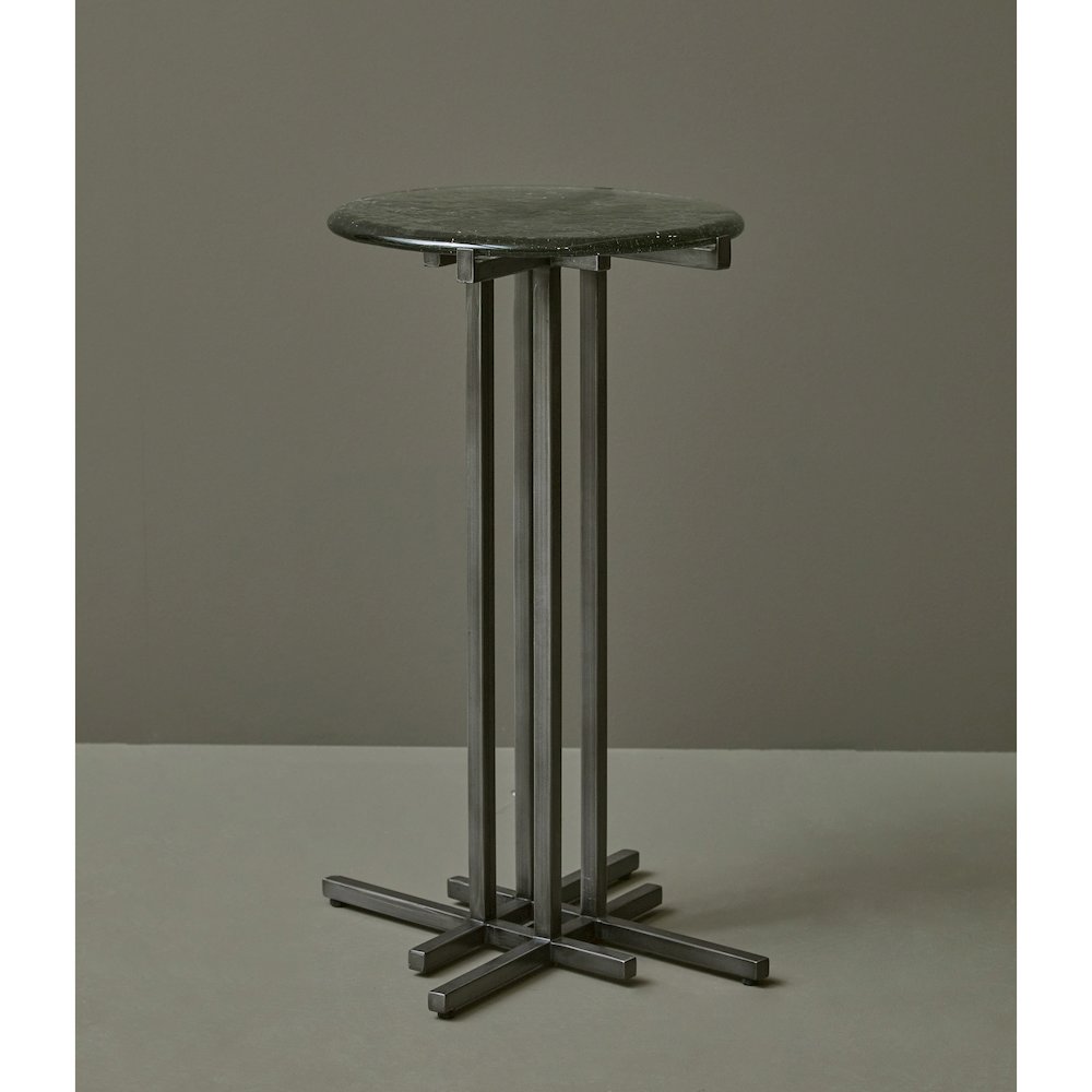 Glass Top Spot Table with Metal Base Pedestal
