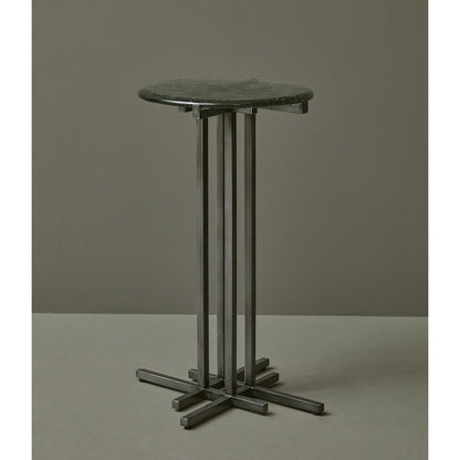 Glass Top Spot Table with Metal Base Pedestal