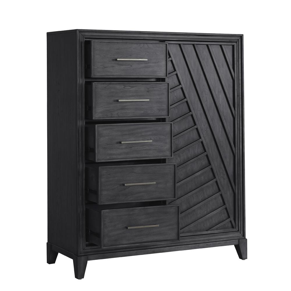 Lenox 5-Drawer Sliding Door Chest with Storage