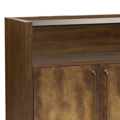 3 Door Bar Cabinet with Glass Shelves