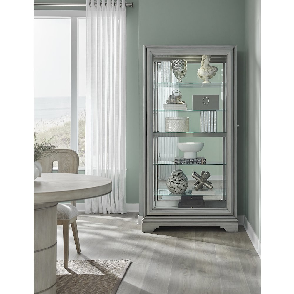 Traditional Sliding Door Curio, Gray Finish