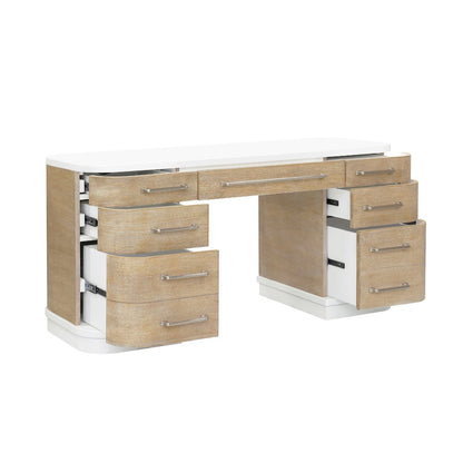 Two-Toned 7 Drawer Writing Desk
