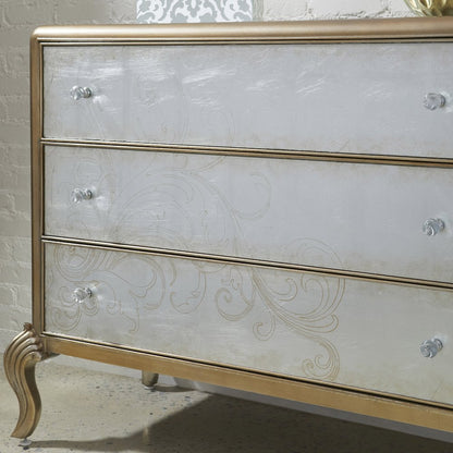 Three Drawer Eglomise Accent Chest