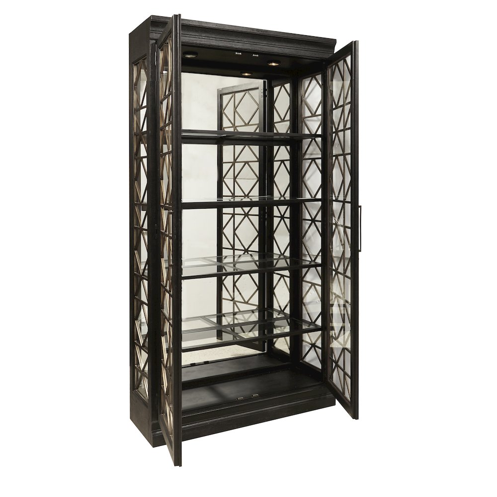 4 Shelf Display Cabinet with Decorative Glass Doors