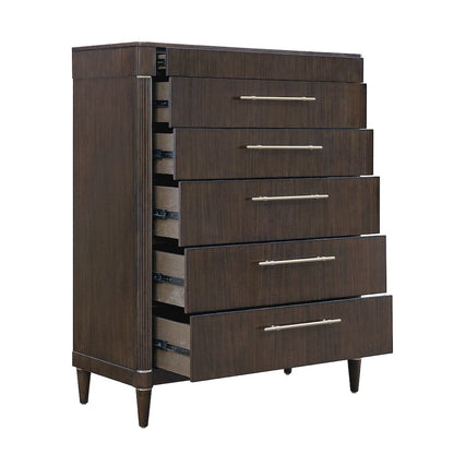 Asher Park 6 Drawer Chest, Piano Brown Finish