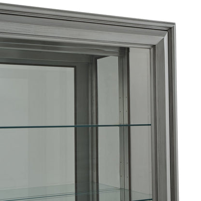Traditional Sliding Door Curio, Gray Finish