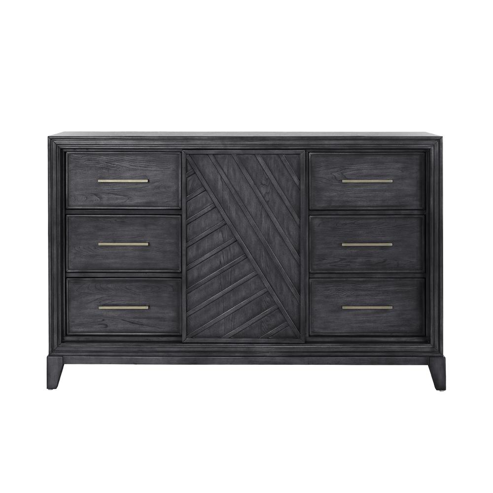 Lenox 6-Drawer Sliding Door Dresser with Storage