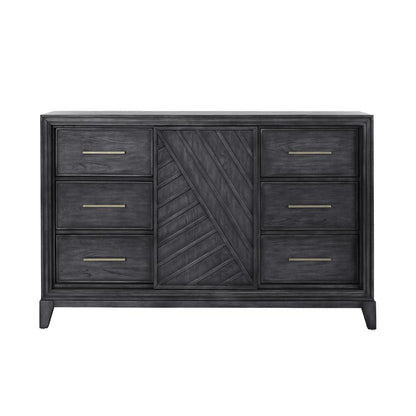 Lenox 6-Drawer Sliding Door Dresser with Storage