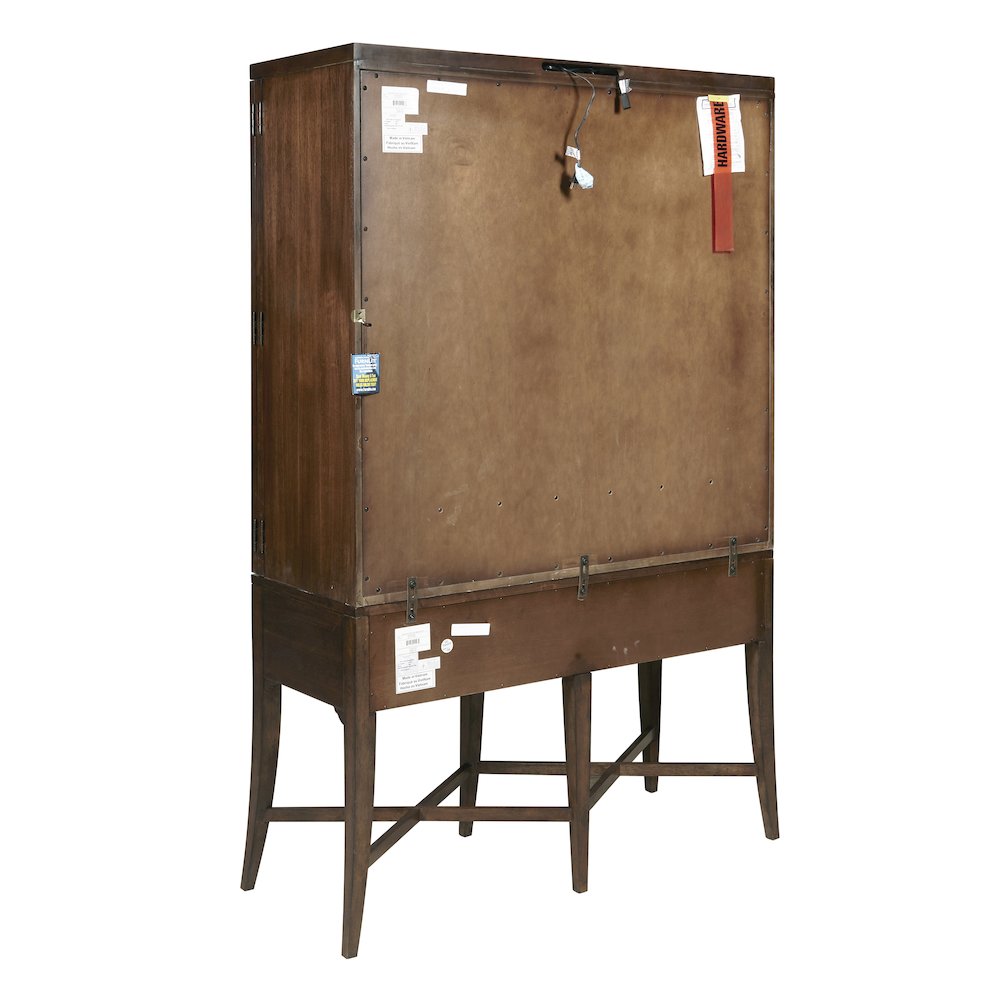 Modern Wood Bar Cabinet with Glass Doors and Storage Drawers