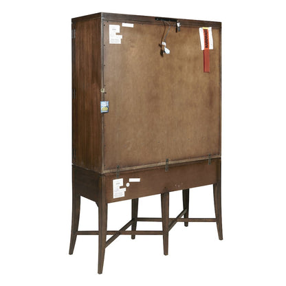 Modern Wood Bar Cabinet with Glass Doors and Storage Drawers