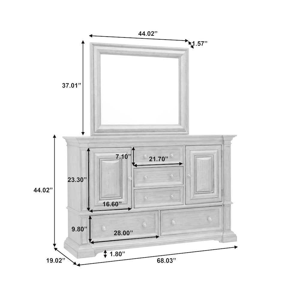 Woodbury 5-Drawer, 2 Cabinet Dresser & Mirror Set in Cowboy Boots Brown