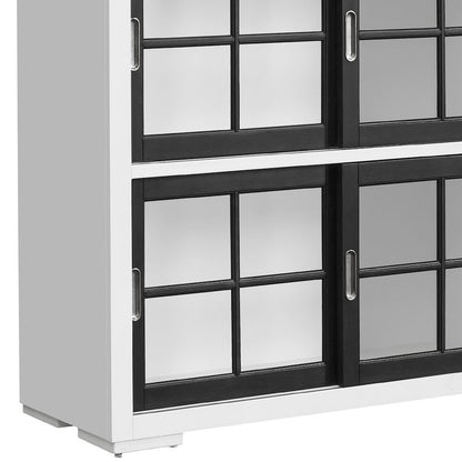 Contemporary 4-Shelf Sliding Door Bookcase