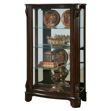 Distinguished Carved 3 Shelf Curio Cabinet in Cherry Brown