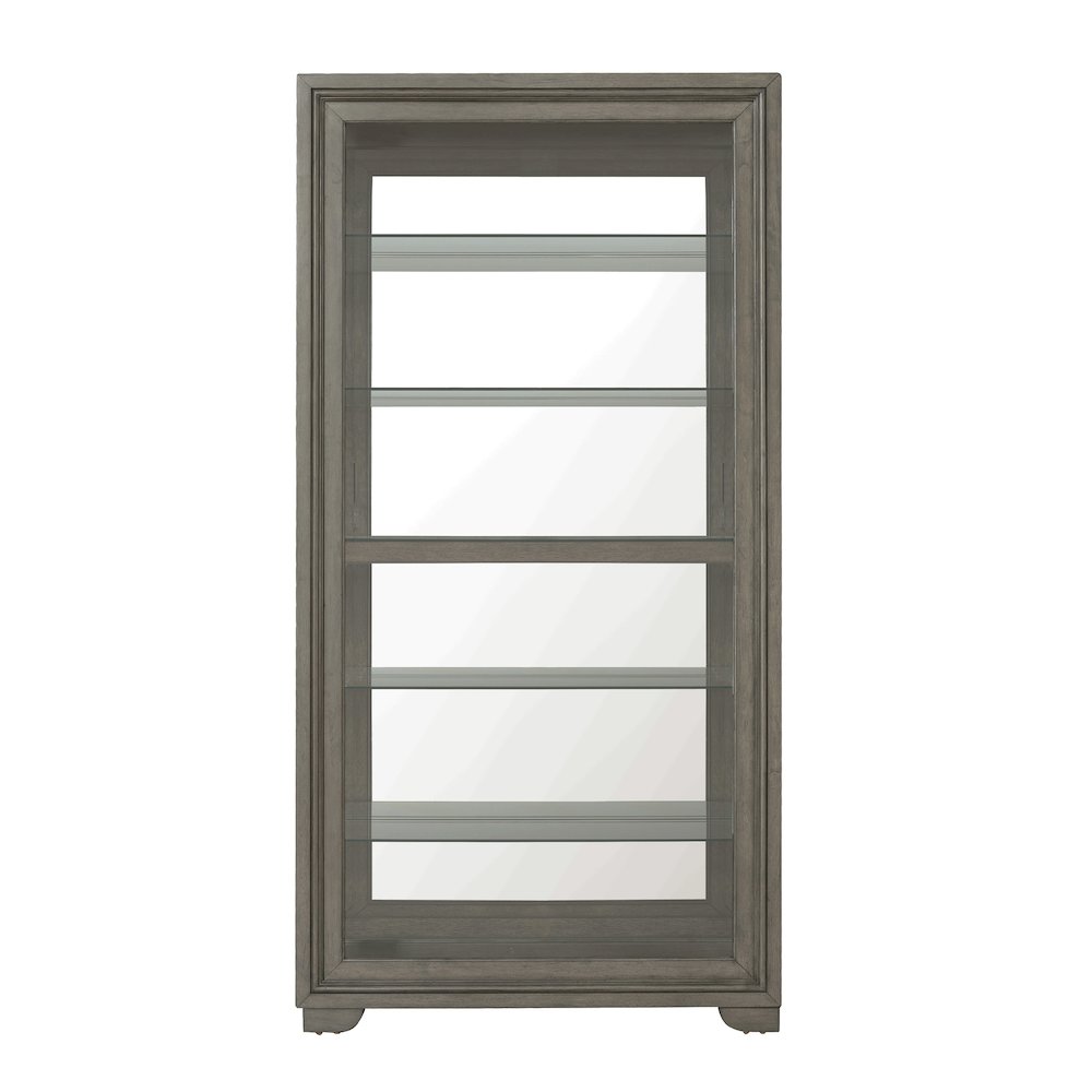 Modern Wood Framed 5-Shelf Sliding Door Curio with LED Light
