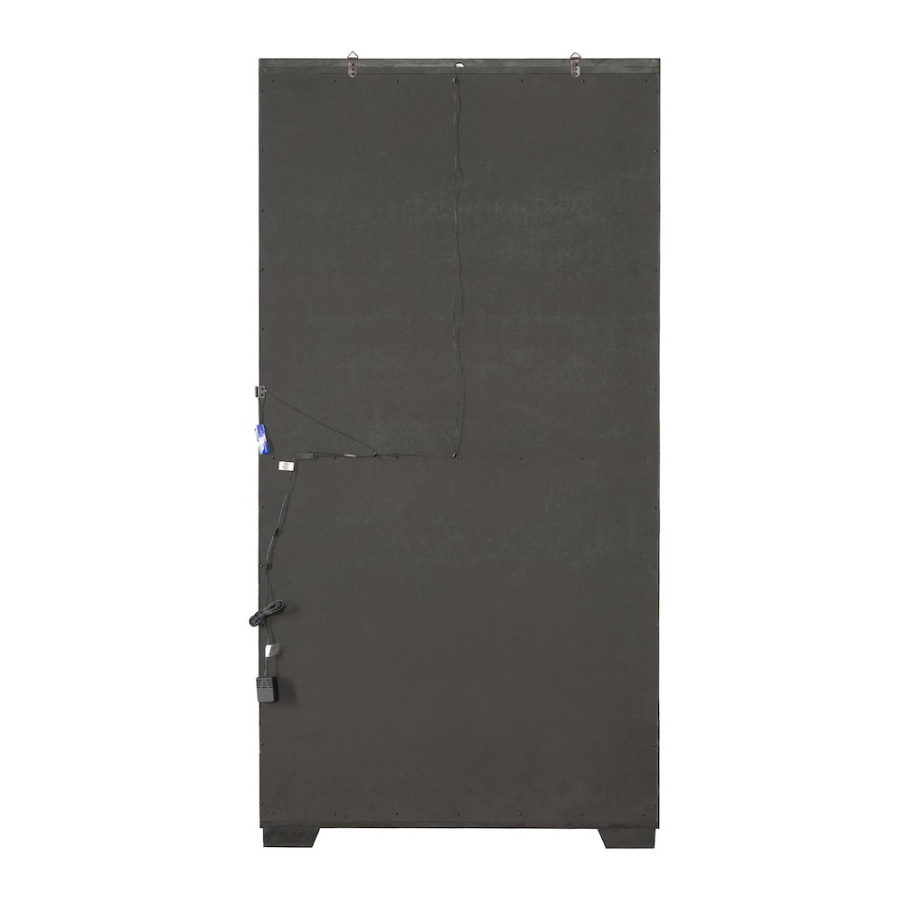 Modern Wood Framed 5-Shelf Sliding Door Curio with LED Light