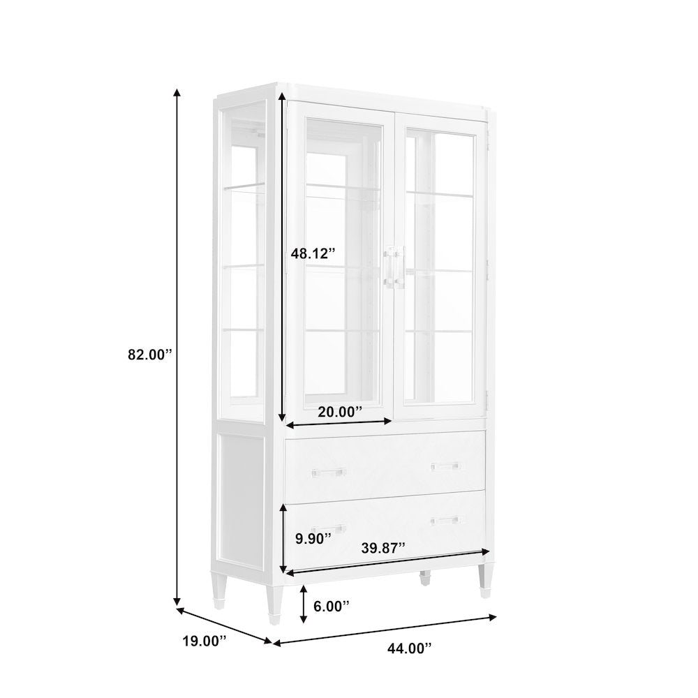 Zoey Glass Door China Cabinet with Drawers