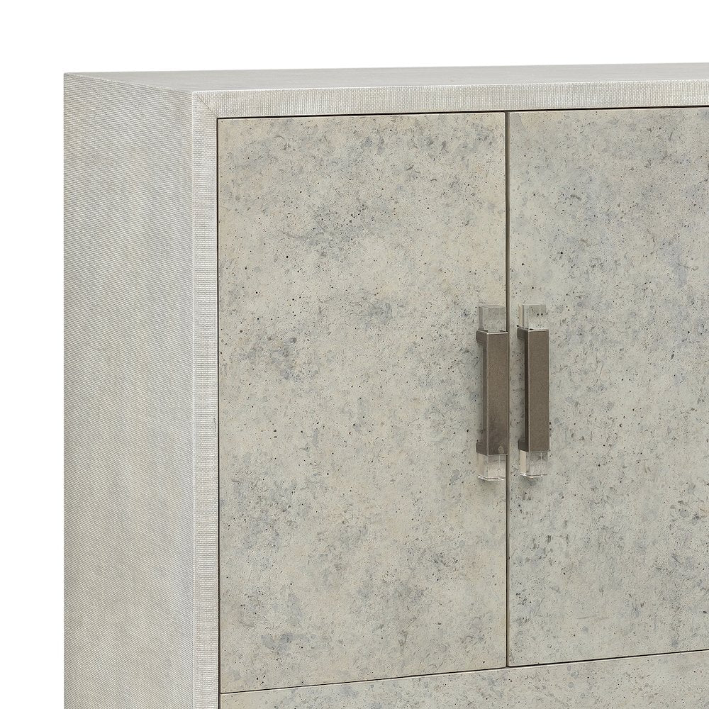 Stone-Textured 5 Drawer Accent Cabinet with Doors