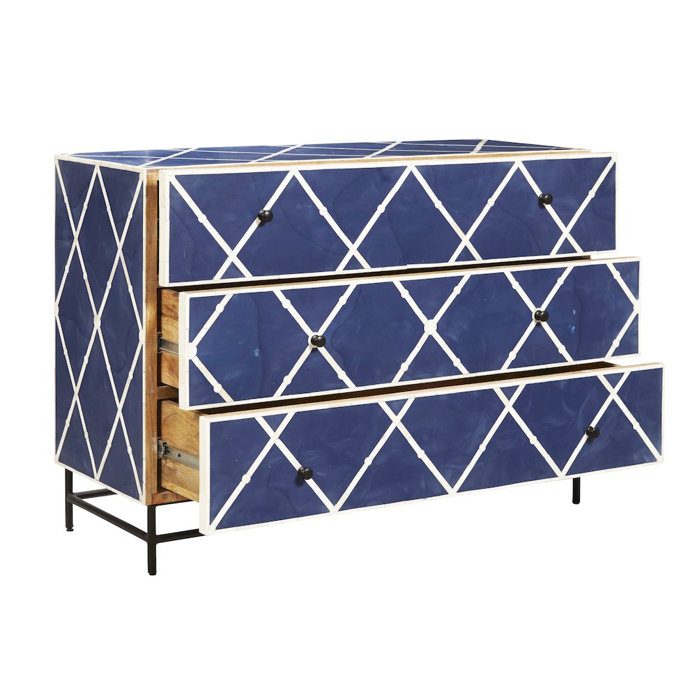 Navy Blue 3-Drawer Accent Chest