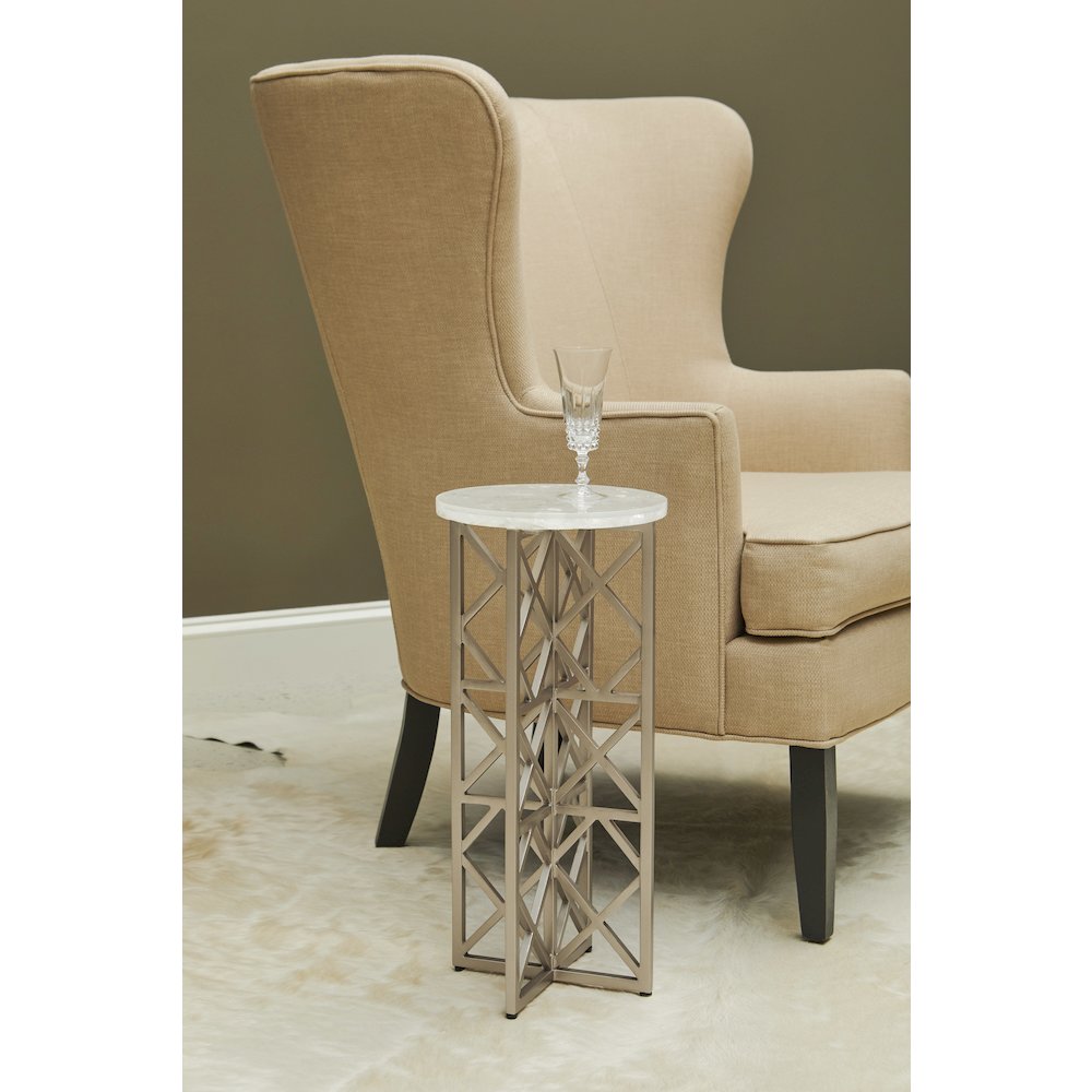 Gypsum Stone-Top Drink Table with Metal Base