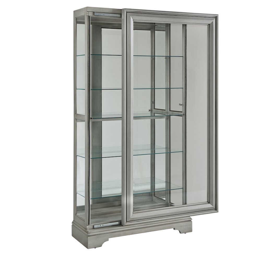 Traditional Sliding Door Curio, Gray Finish