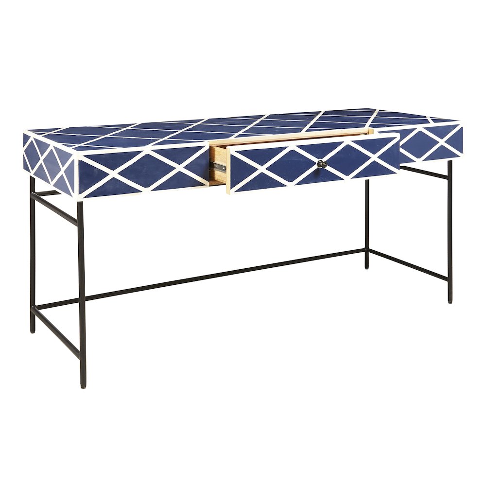Navy Blue Writing Desk with Storage Drawer