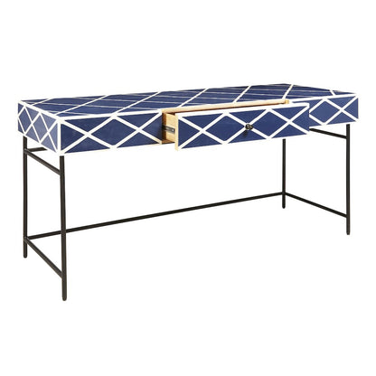 Navy Blue Writing Desk with Storage Drawer