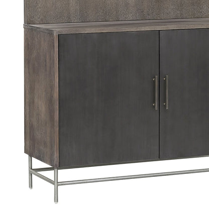 Industrial 4 Shelf Bookcase with 2 Door Cabinet