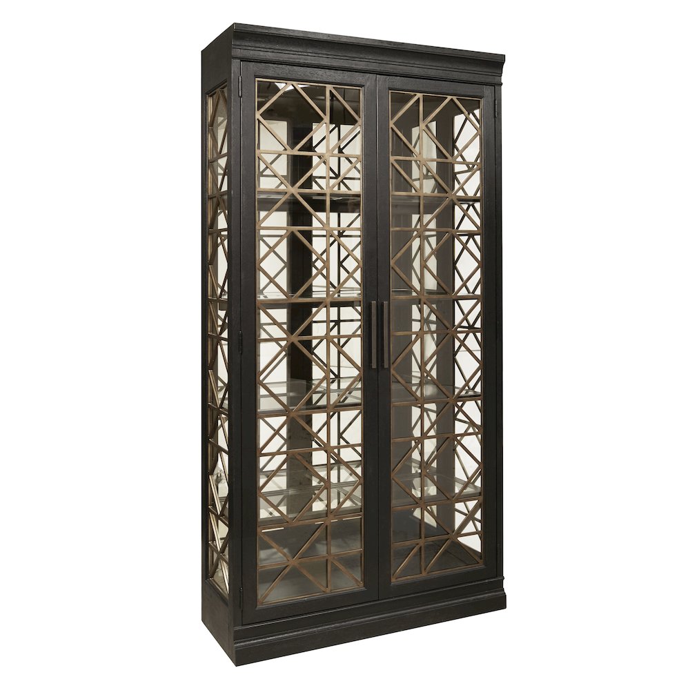 4 Shelf Display Cabinet with Decorative Glass Doors