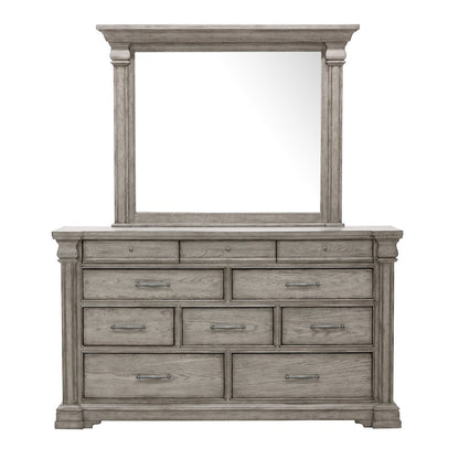 Madison Ridge 10 Drawer Dresser and Framed Mirror in Heritage Taupe