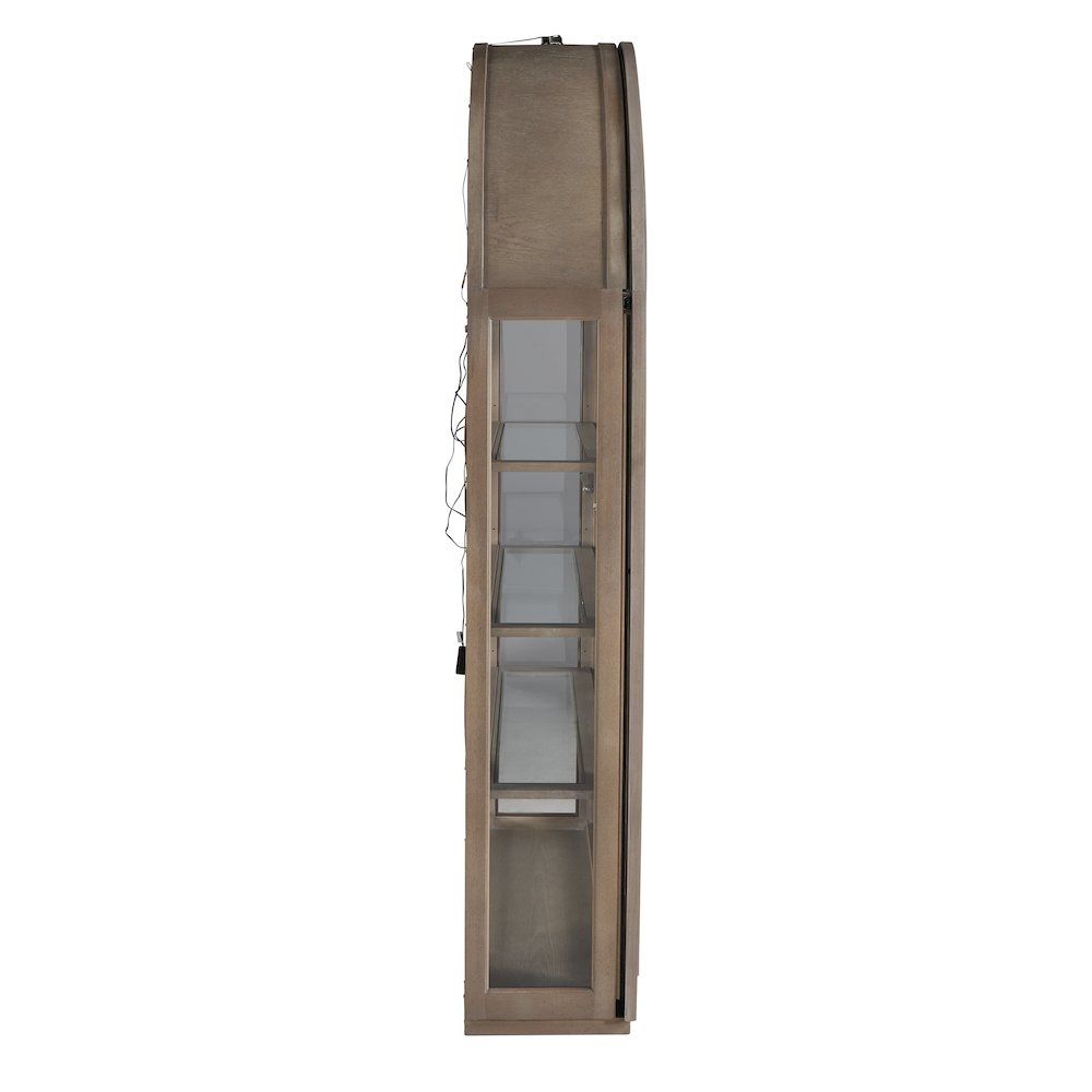 Arch Sliding Door Curio Cabinet, Medium Wood Finish