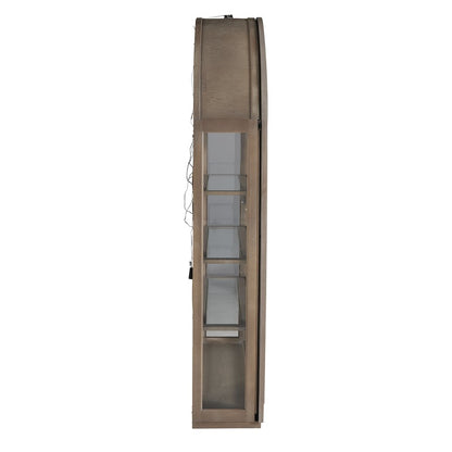 Arch Sliding Door Curio Cabinet, Medium Wood Finish