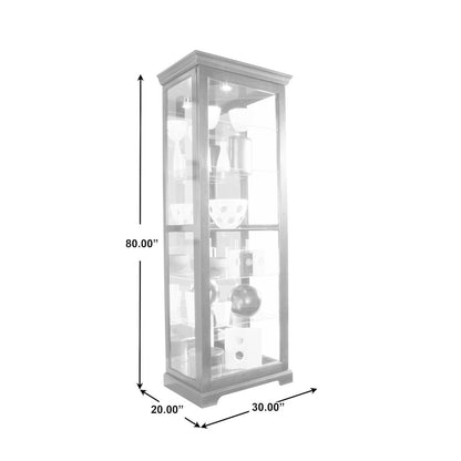 Tall 5 Shelf Curio Cabinet-Sliding Door in Cherry Brown